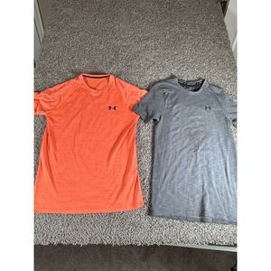Under Armour Men's Training Shirt Bundle Size Small Orange &‎ Gray Lot of 2